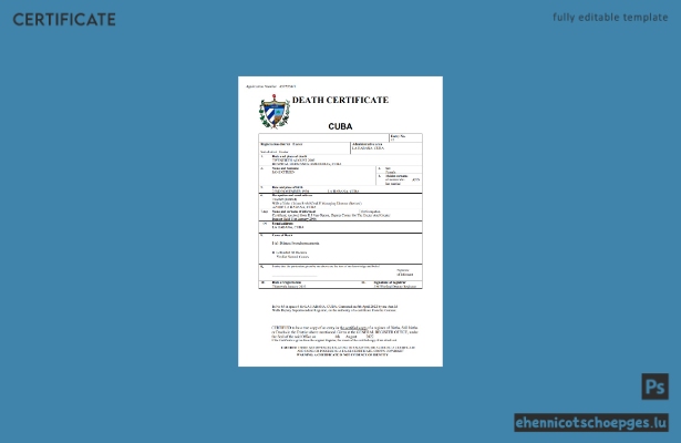 Kubanische Sterbeurkunde – Beispielansicht in Word und PDF